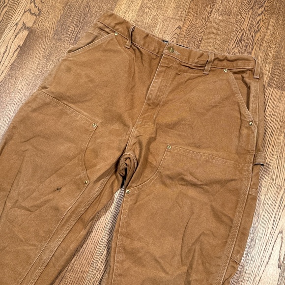 Carhartt B01-BRN Made in USA Loose Fit Duck Double Knee Dungaree Pants Mens 36 - Picture 3 of 12